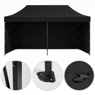 Črn samozložljiv vrtni šotor - 3x6 m