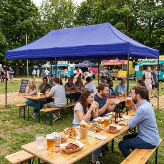 Samozložljiv moder vrtni šotor - 3x6 m