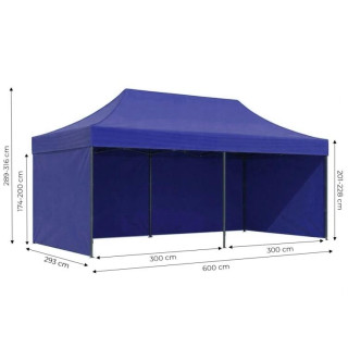Samozložljiv moder vrtni šotor - 3x6 m
