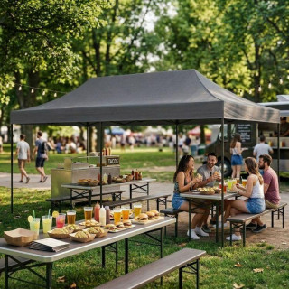 Siv samozložljiv vrtni šotor - 3x6 m