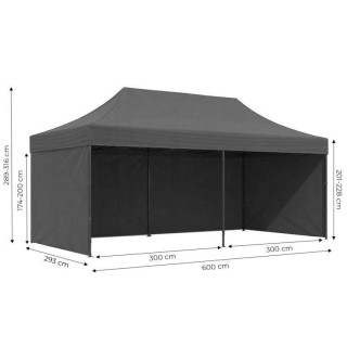 Siv samozložljiv vrtni šotor - 3x6 m