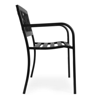 Vrtna kovinska klop z okrasnim naslonjalom