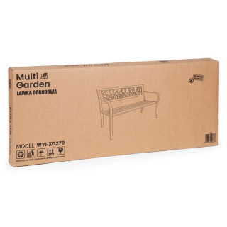 Vrtna kovinska klop z okrasnim naslonjalom