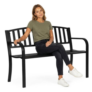 Vrtna kovinska klop z naslonjalom