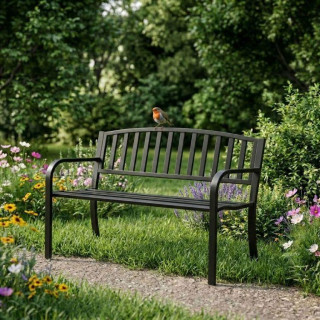 Vrtna kovinska klop z naslonjalom