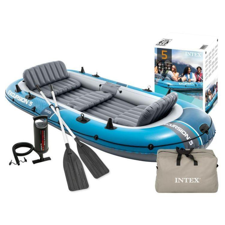 Petsedežni napihljivi čoln Excursion 5 + tlačilka + 2 vesla + torba