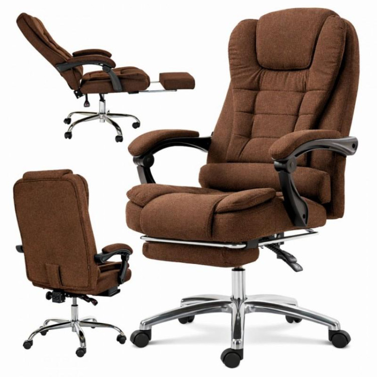 Rjav pisarniški stol z naslonom za noge