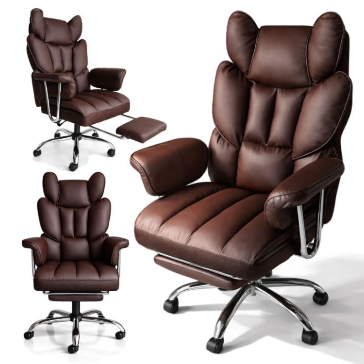 Temno rjav usnjen pisarniški stol