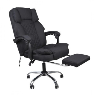 Črn pisarniški stol iz blaga z naslonom za noge