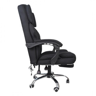 Črn pisarniški stol iz blaga z naslonom za noge