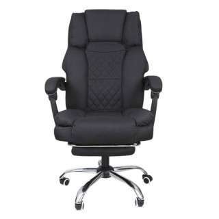 Črn pisarniški stol iz blaga z naslonom za noge