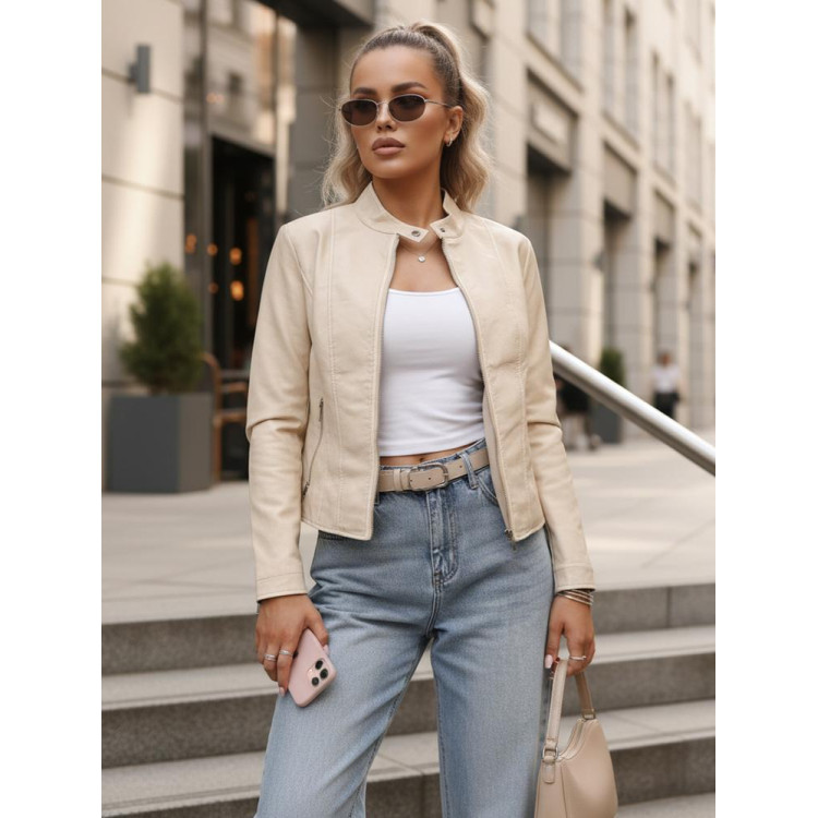 Ženska bež usnjena jakna TY5652