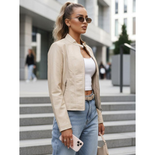Ženska bež usnjena jakna TY5652