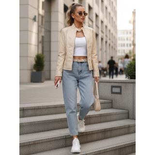 Ženska bež usnjena jakna TY5652