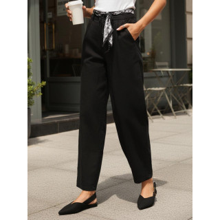 Ženske črne bombažne hlače UY2901