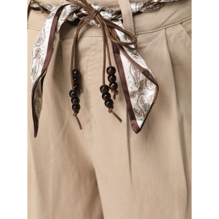 Temno bež bombažne ženske hlače UY2902