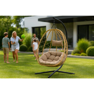 Zložljiv viseči stol v bež in črni barvi