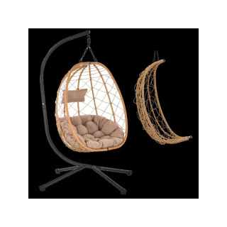 Zložljiv viseči stol v bež in črni barvi