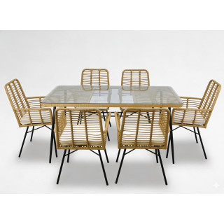 Vrtni set - bež (6 stolov, miza)