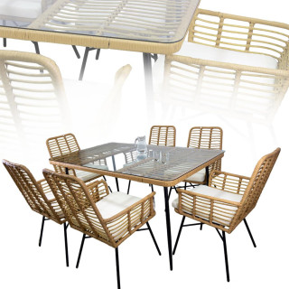 Vrtni set - bež (6 stolov, miza)