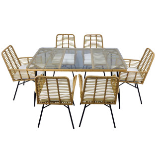 Vrtni set - bež (6 stolov, miza)