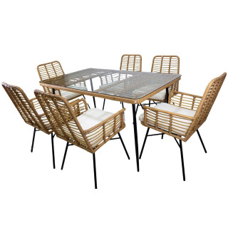 Vrtni set - bež (6 stolov, miza)