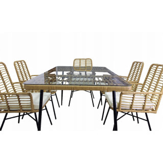 Vrtni set - bež (6 stolov, miza)