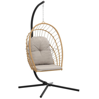 Viseči zložljivi stol v rjavo-sivi barvi