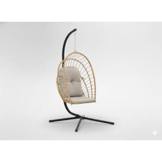 Viseči zložljivi stol v rjavo-sivi barvi