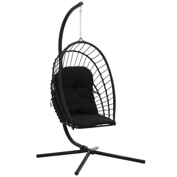 Črn viseči zložljivi stol ERIS