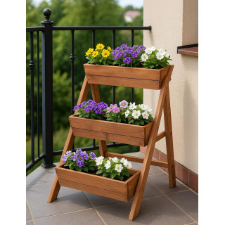 Impregniran 3-nadstropni lesen cvetlični lonček