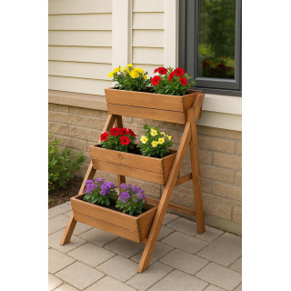 Impregniran 3-nadstropni lesen cvetlični lonček