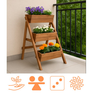 Impregniran 3-nadstropni lesen cvetlični lonček