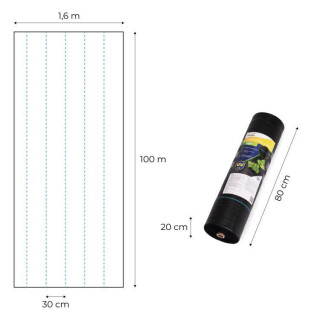 Protituberkulozni črni UV agrotekstil 90 g - 1,6 x 100 m