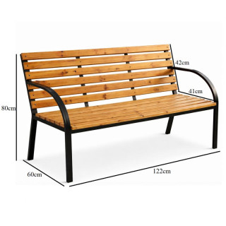 Vrtna kovinsko-lesena klop z naslonjalom