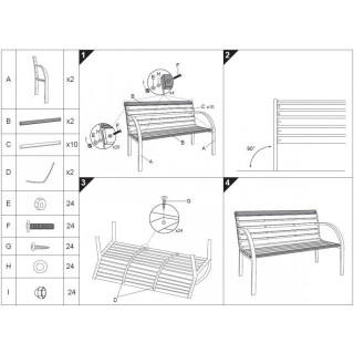 Vrtna kovinsko-lesena klop z naslonjalom