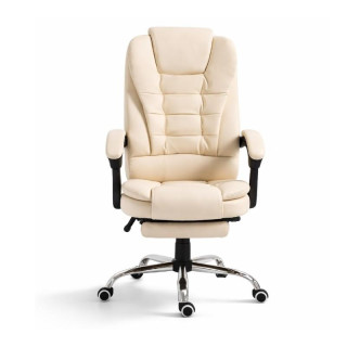 Usnjen kremni pisarniški stol z naslonom za noge