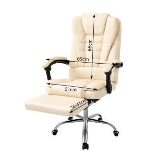 Usnjen kremni pisarniški stol z naslonom za noge