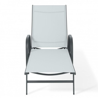 Črno-siv vrtni ležalnik z nastavljivim naslonjalom