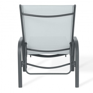 Črno-siv vrtni ležalnik z nastavljivim naslonjalom