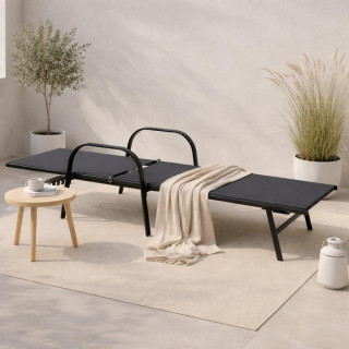 Temno siv vrtni ležalnik z nastavljivim naslonjalom