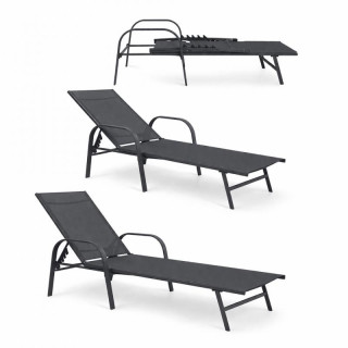 Temno siv vrtni ležalnik z nastavljivim naslonjalom