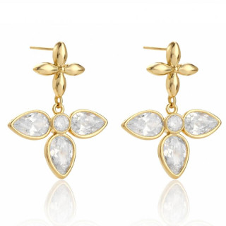 Pozlačeni ženski uhani s cirkoni