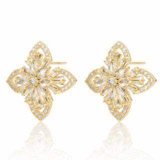 Pozlačeni ženski uhani v obliki cveta