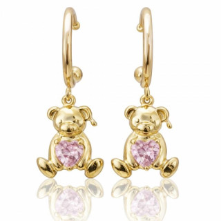 Ženski uhani z medvedkom z roza srcem
