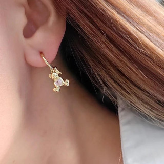 Ženski uhani z medvedkom z roza srcem