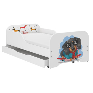 Otroška postelja MIKI s predalom - 160x80 SKATE DOG