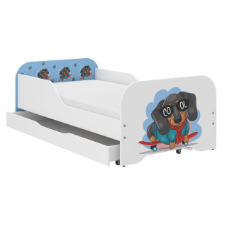 Otroška postelja MIKI s predalom - 160x80 JAZBEC NA ROLKI