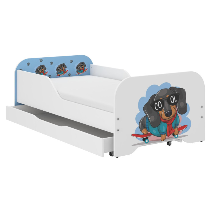 Otroška postelja MIKI s predalom - 160x80 JAZBEC NA ROLKI