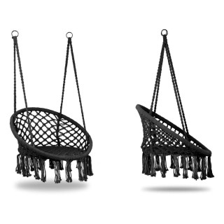 Viseči boho stol v črni barvi